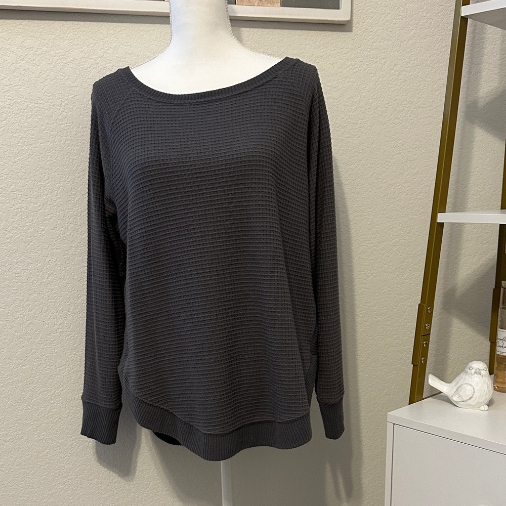 Maurices Dark Gray Waffle Knit Top